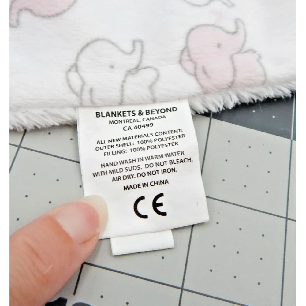 Blankets & Beyond White Pink Elephant Security Baby Blanket Plush Lovey Toy